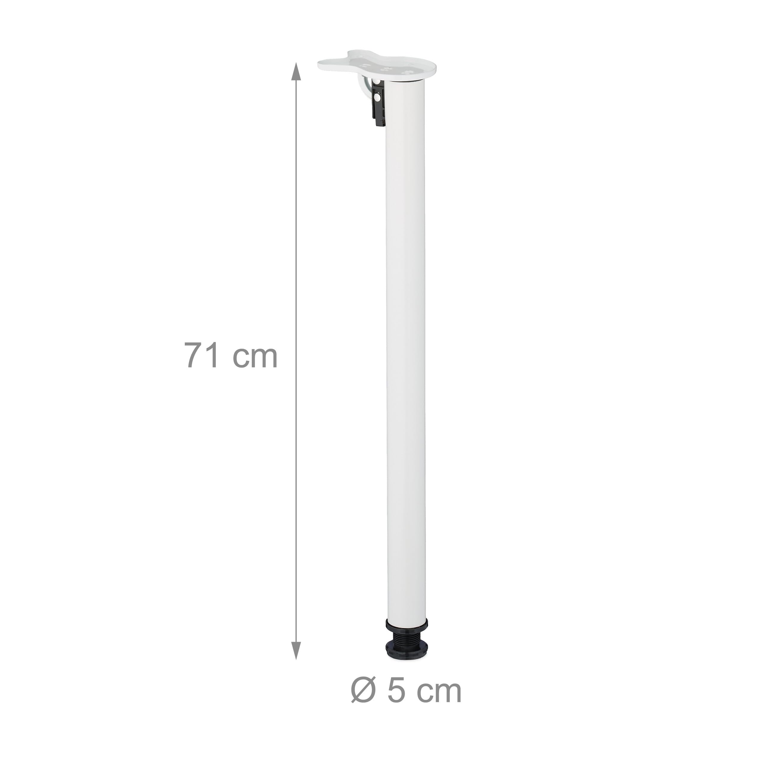 Relaxdays Pied de Table, lot Pratique de 4, pour la Table à Manger ou Le Bureau, H x D : 71 x 5 cm, Blanc