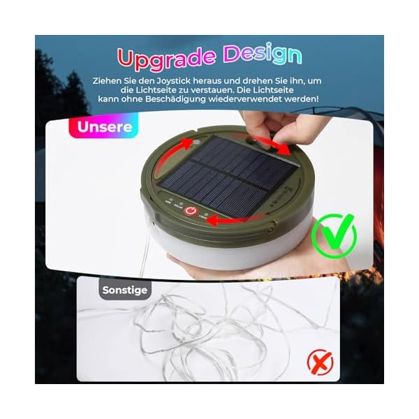 SUBOSI 10m Solarenergie USB 2 in1 Camping Lichterkette Aufrollbar – Bild 7
