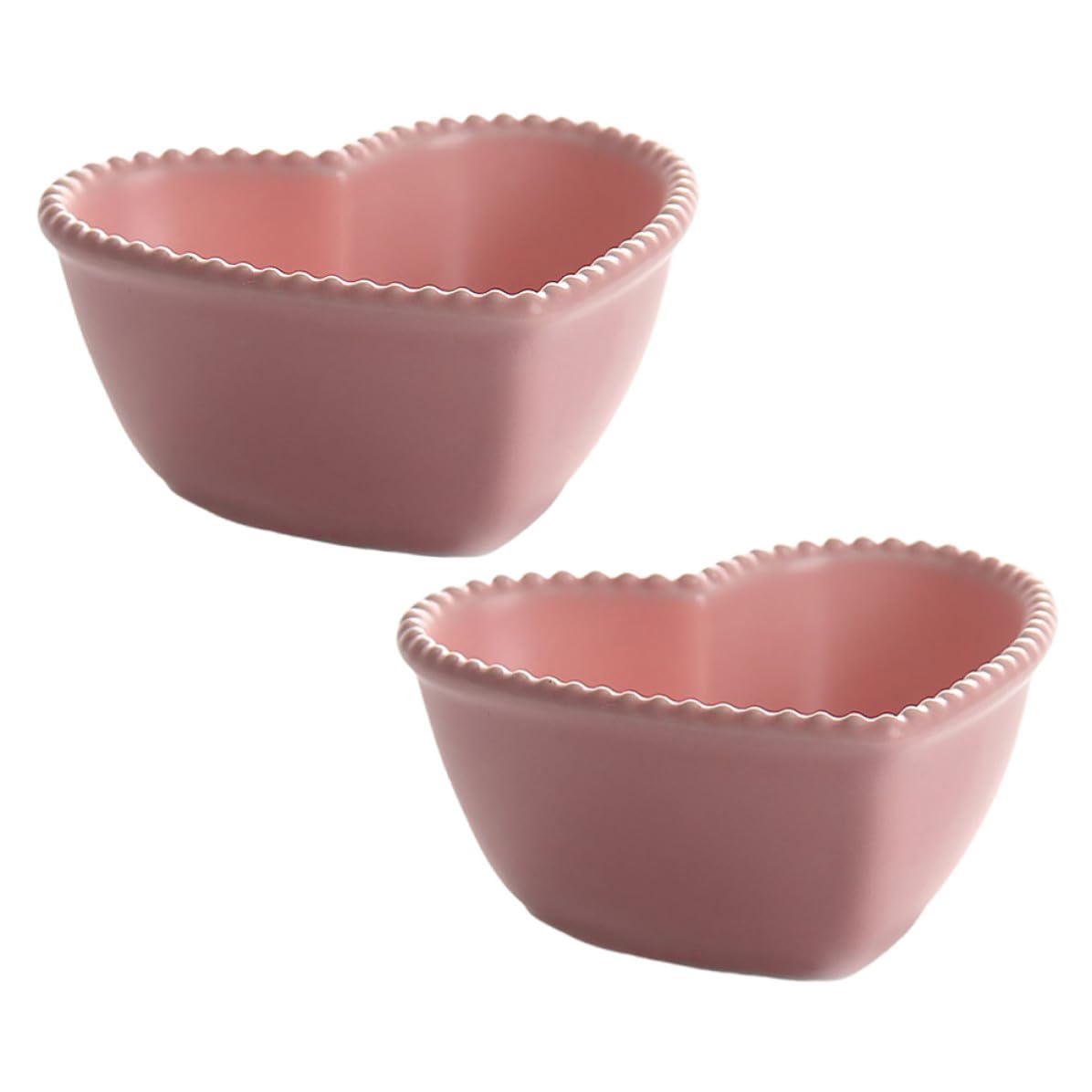 ibasenice Cuencos de Cerámica en Forma de Corazón, 2 Piezas, Rosa