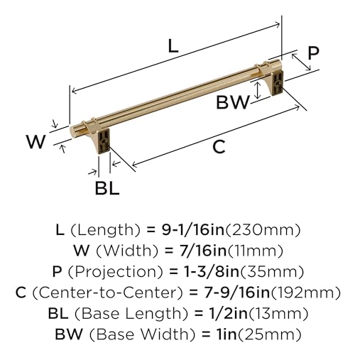 Image of Amerock Davenport 7-9 /16 inch (192mm) Center-to-Center Golden Champagne Cabinet Pull, BP36618BBZ