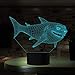 3D Shark Night Light LED Illusion Lamp YKLWORLD 7 Color Changing Table Lamps Touch Control with USB Cable Bed Room Decor Festival Birthday Gifts Toys for Kids Boys Children