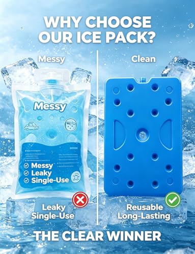 Image of Ice Packs for Lunch Boxes Cooler Tote Bags Reusable Refreezable Cold Slim Large Cheap Hard Protable Icepacks for Bento Shipping Beach Camp Car
