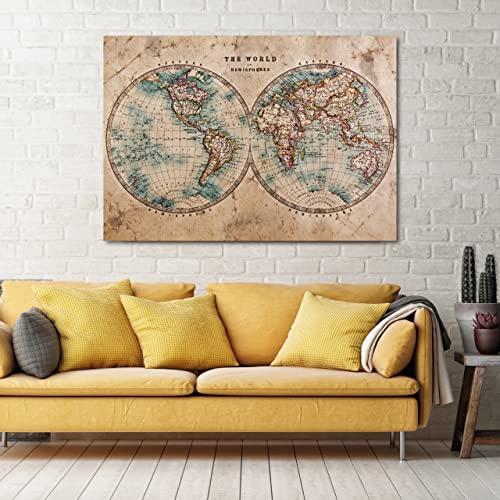 LABORATORIO 102 Quadro su Tela Mappamondo 50x70cm