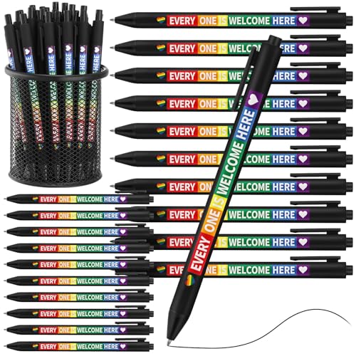 Weekgrat 48 Pcs Pride Ballpoint Pen Month Lgbtq Rainbow Party Favors Black Ink Retractable Ballpoint Pens for Gay Lesbian Gifts Gay Party Supplies Favors Accessories in Bulk