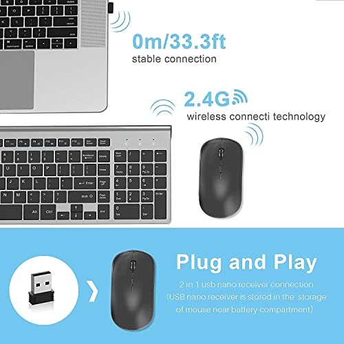 J JOYACCESS Wireless Keyboard and Mouse Combo,2.4G Ergonomic Whisper-Quiet Compact Wireless Computer Keyboard Mouse Designed for Windows, Mac,PC, Laptop,Tablet - Black Grey by J JOYACCESS - Image 2