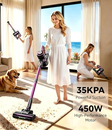 Image of Cordless Vacuum Cleaner for Home,600W 35KPA 60Mins(Pink)