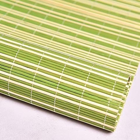 Geovne Balcony Decoration Bamboo Roll Up Window Blind,Ventilation Roll Up Blind,Bamboo Roller Blind with Lift System,Privacy Window Blind Sun Shade,Width 50-160cm,Green White (55x130cm/21.7x51.2in) Cover