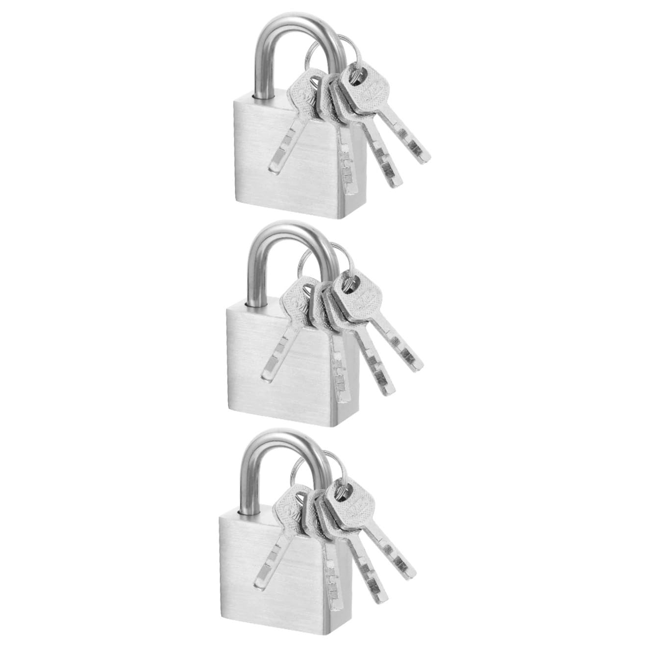 NUOBESTY 3 Pezzi Lucchetto in Acciaio Inossidabile Bagaglio Blocco Mini in Acciaio Serrature Per Valigie Lucchetto Con Chiave Blocco Esterno Mini Serrature Con Chiavi Valigia Argento