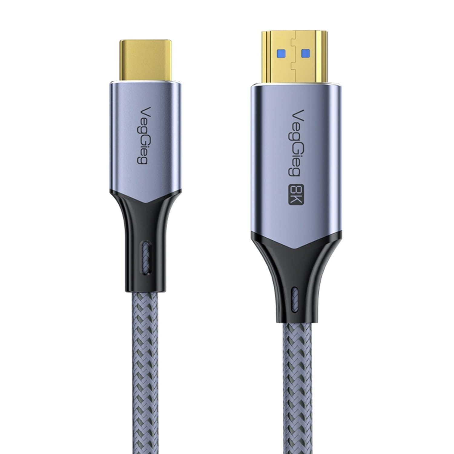 Type-C to HDMI Kablo 8K 60Hz 4K 240Hz HDR 3D 48Gbps Örgülü USB-C to HDMI Kablo 2 Metre