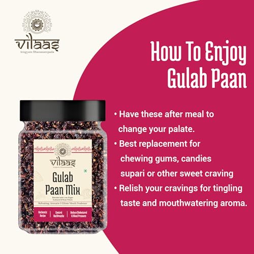 Image of Vilaas Gulab Paan Mukhwas, 200 Gm | Gulab Paan Mouth Freshener | Refreshing & Digestive After Meal Snack Mukhwas | Hygienically Packed Mukhwaas