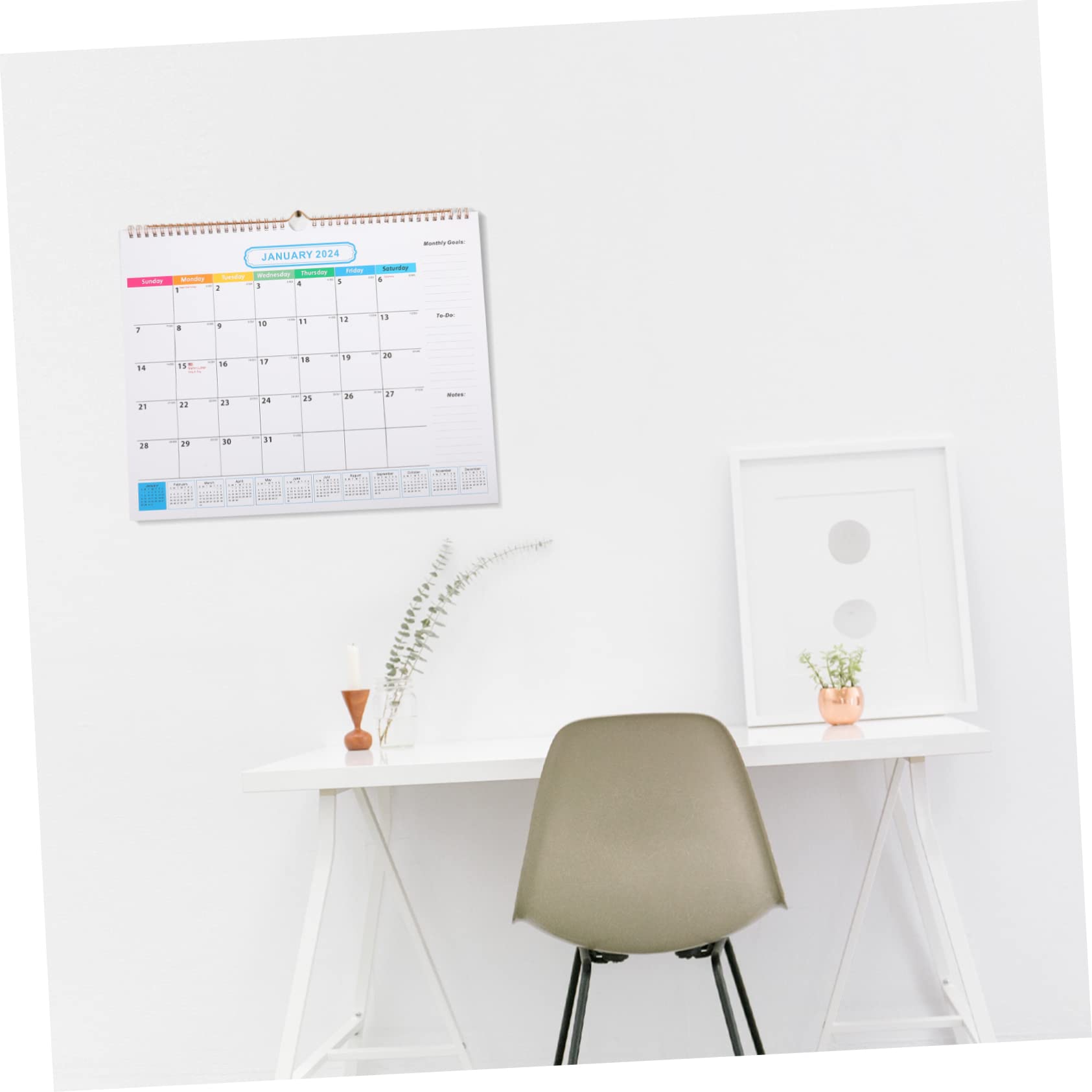 VILLCASE 3piezas Calendario De Pared Mensual Desgarrable Organizador De Citas Familiar Para Hogar Diseño De Notas Espacio Para Objetivos y Tareas Calendario De Meses Cubierta