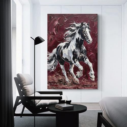 Tableau cheval au galop peinture impression sur toile décoration murale maison bureau 40x60