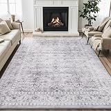 Carvapet Alfombra gris para sala de estar, con respaldo de goma