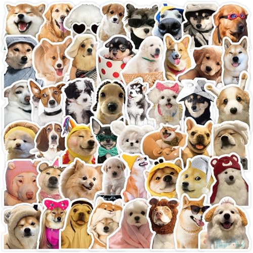 110PCS Funny Holographic Vinyl Dog Meme Stickers Waterproof Cute Decals for Water Bottle Phone Kindle Laptop Journal Scrapbook Skateboard Bumper Gift for Dog Lover Adult Teen