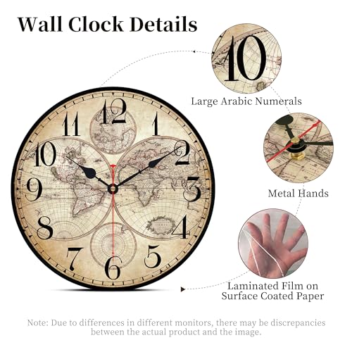 14-Inch Wooden Globe Map Clock