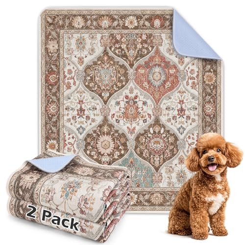 Image of INVENHO 2PACK Washable Pee Pads for Dogs, Reusable Dog Pads Upgrade Non-Slip Dog Pee Pads Heavy Absorbency Puppy Pee Pads Quick Dry Whelping Pads /Waterproof Puppy Training Pad