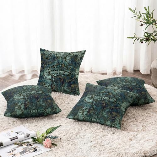 Image of ishro home Premium Cushion Cover 16 inch x 16 inch | Luxury European Mosha Fabric | Love at First Sight Designs | Hidden Zipper | Machine Washable, Non- Fading | (4, Shahi Marrakech, 16 x 16 Inches)
