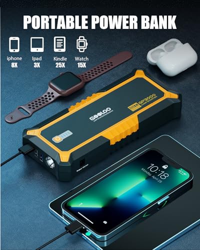 GOOLOO Portable GP3000 & GP4000 Car Jump Starters for 12 Volt Automotive Batteries,Jump Box Power Pack with USB Quick Charge & Flashlight