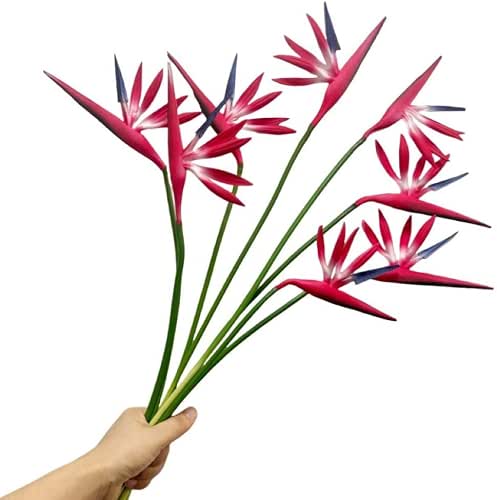 Corkwaw 8 Pack 21-1/2 Inch Artificial Flowers Bird of Paradise,Green