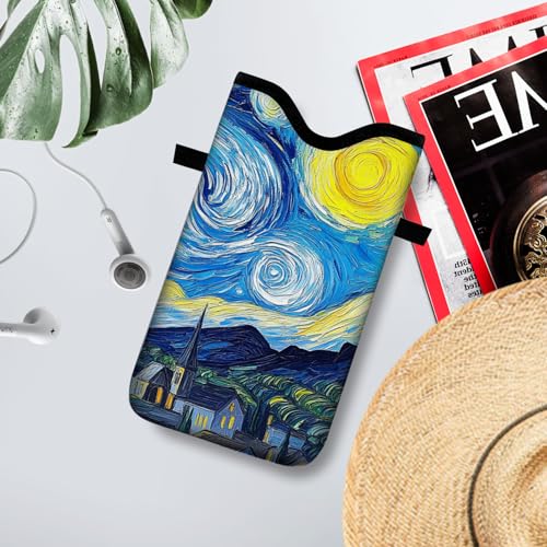 Image of Neoprene Cell Phone Sleeve Pouch Case Bag with Crossbody Strap Neck Lanyard for Women 7.1 X 3.9 in Sky