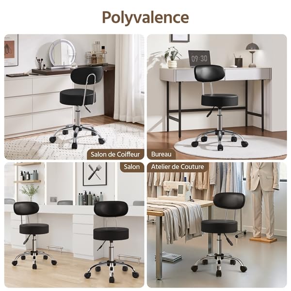 Yaheetech Tabouret de Bar réglable en Hauteur 75,5-85 cm Assise pivotante Noir