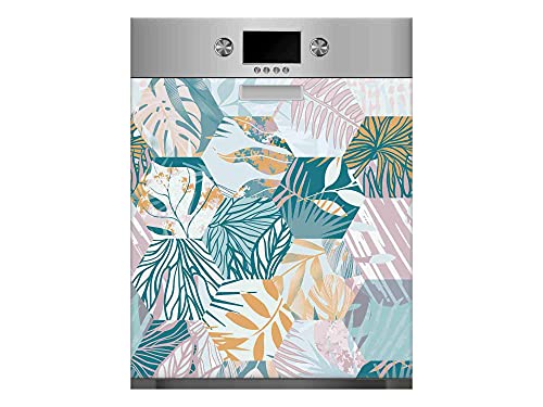 Vinilo para Lavavajillas Hojas en Hexágonos | Varias Medidas 65x75cm | Adhesivo Resistente y de Fácil Aplicación | Pegatina Adhesiva Decorativa de Diseño Profesional
