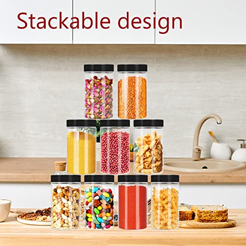 Plastic Jars With Lids 20Pcs 14 Oz Clear Plastic Slime Storage Jars Containers With Airtight Leak Proof Black Plastic Screw On Lids Cylinder Clear Round Jars Easy Clean Food Grade Durable Pet… #TOP5