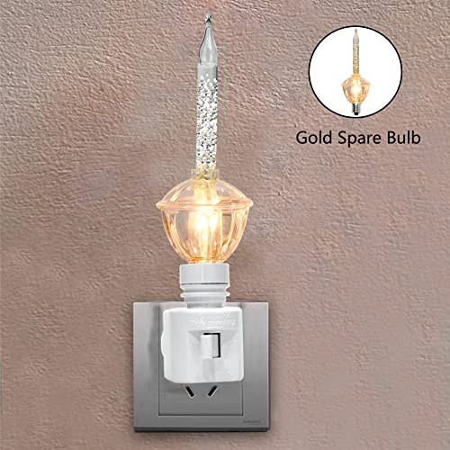 Goothy 1 Pack Christmas Silver Bubble Light Night Lights, 2 Vintage 5 Watt Clear Bubble Light Bulb With Silver Glitter And Gold Glitter Fluid (1 Spare) E12 Candelabra Base, Swivel Plug In Base,White #TOP3