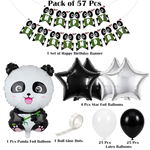 Image of Panda Birthday Balloon Decoration Kit, Black White Balloon Set