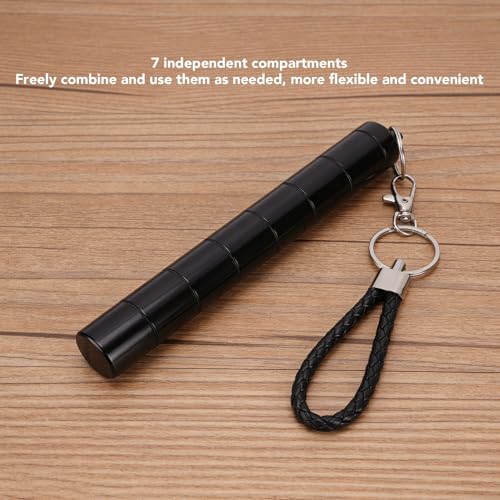 Tubo de almacenamiento de metal impermeable estuche portátil de 7 compartimentos con cordón 6