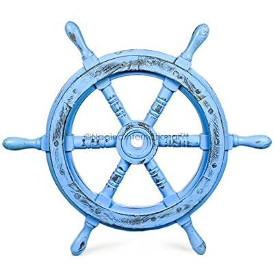 Nagina International Premium Nautical Handcrafted Wooden Ship Wheel | Pirate's Wall Home Decor & Gifts (48 Inches… 519W+ZBDigL. SS400