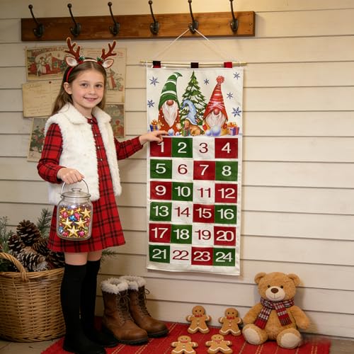Calendrier de l'Avent crèche de Noël réutilisable en tissu à offrir pour les fêtes