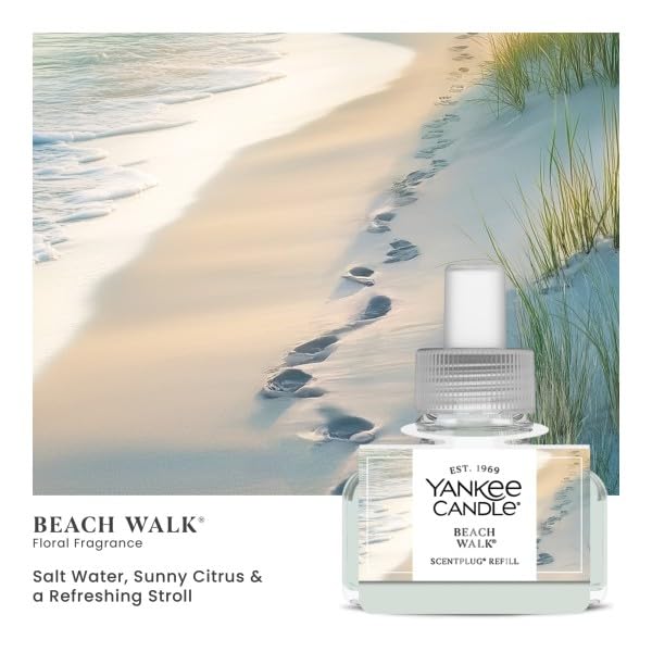 Image of Yankee Candle ScentPlug Refill for Plug in Air Fresheners, Scented Oil Refills, Long Lasting Home Fragrance, Beach Walk (Pack of 4)
