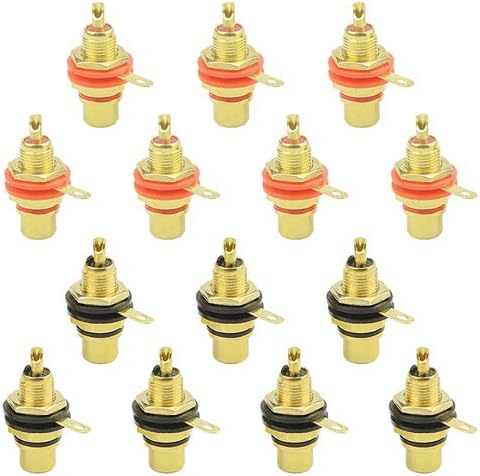 WMYCONCONG 14 PCS RCA Female Phono Panel Mount Chassis Socket Jack Connector for Amplifier Audio Terminal RCA Plug