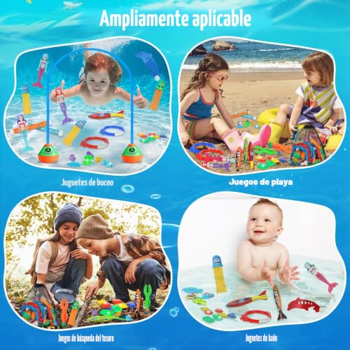 Miniatura 5 de Kohriuk Juguete De Buceo Para Niños 43 Piezas Juguetes Piscina Juegos De Agua Para Niños Incluye Palos De Buceo,Puerta De Buceo, Algas Y Más Para Juguetes Para Nadar Bajo El Agua,Pool Toys