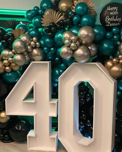 Image of Green and Gold Black Balloon Arch Kit, 201Pcs Explosion Star Emerald Forest Dark Green Metallic Gold Black Balloons Garland for Birthday Baby Shower Jungle Graduation Prom Party Decorations