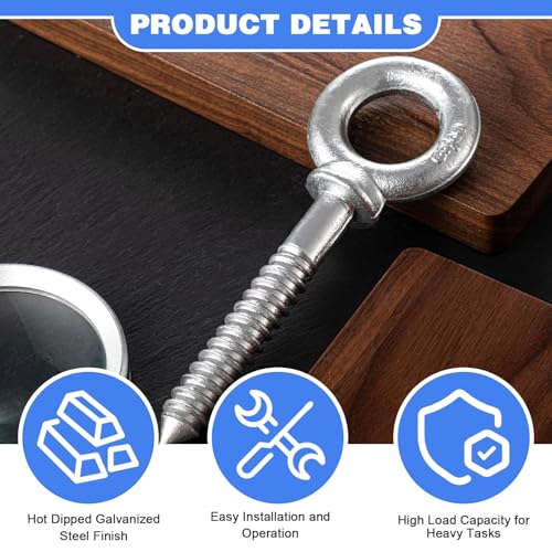 Image of LEIFIDE 4 Pcs Forged Steel Shoulder Eye Bolt Screw, Hot-Dipped Galvanized Forged Hook Screw Eye Bolt for Anchoring Chain and Wire Rope, 3, 500 Lbs Working Load Limit (5 /8 inch X 4 inch)