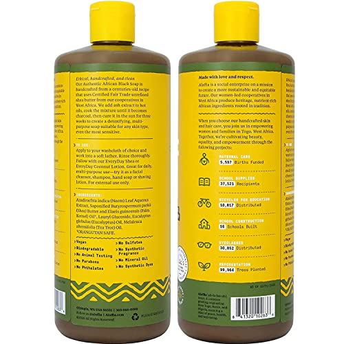 Alaffia Skin Care, Authentic African Black Soap, All In One Liquid Soap, Acne Face Wash, Moisturizing Body Wash, Shampoo, Shaving Soap, Shea Butter, Eucalyptus Tea Tree (2 Pack - 32 Fl Oz Ea) #TOP1