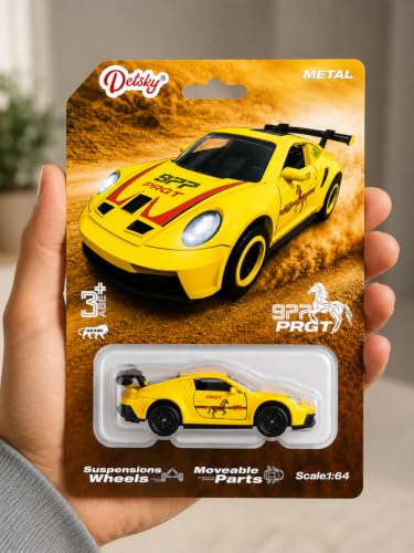 Image of Porsche 911 GT3 RS Die-Cast Metal Toy Car |1:64 Scale Collectible Model with Free Rolling Wheels | Realistic Sports Car Replica for Kids Age 3+ (Porsche 911 GT3 RS - 1:64 Scale Miniature Car)