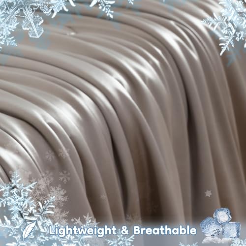 LaffyLo Cooling Comforter Full XL 78x87 for Hot Sleepers & Night Sweats, Lightweight Cool Touch Blanket for Bed, Dorm, Guest Room & Outdoor Camping, Trave, Taupe — view 2