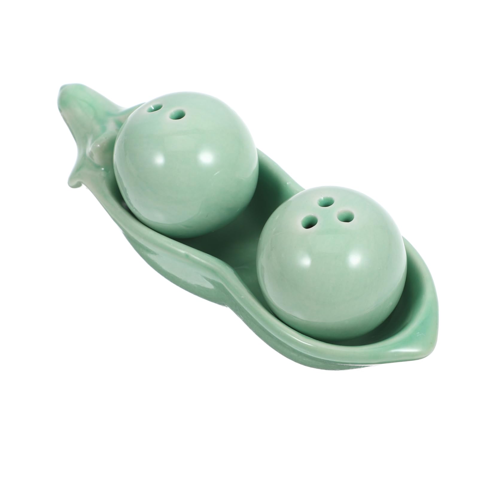 OFFSCH Unique Pea Design Salt Pepper Shaker Ceramic Seasoning Jars Perfect for Kitchen Decor Present Small Spice Dispenser