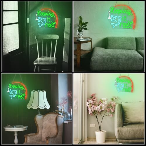 Image of Keeping It Reel Neon Sign Fishing Themed LED Wall Decor for Man Caves, Tackle Shops & Lake Houses, USB-Powered Adjustable Brightness, Angler-Themed Decoration