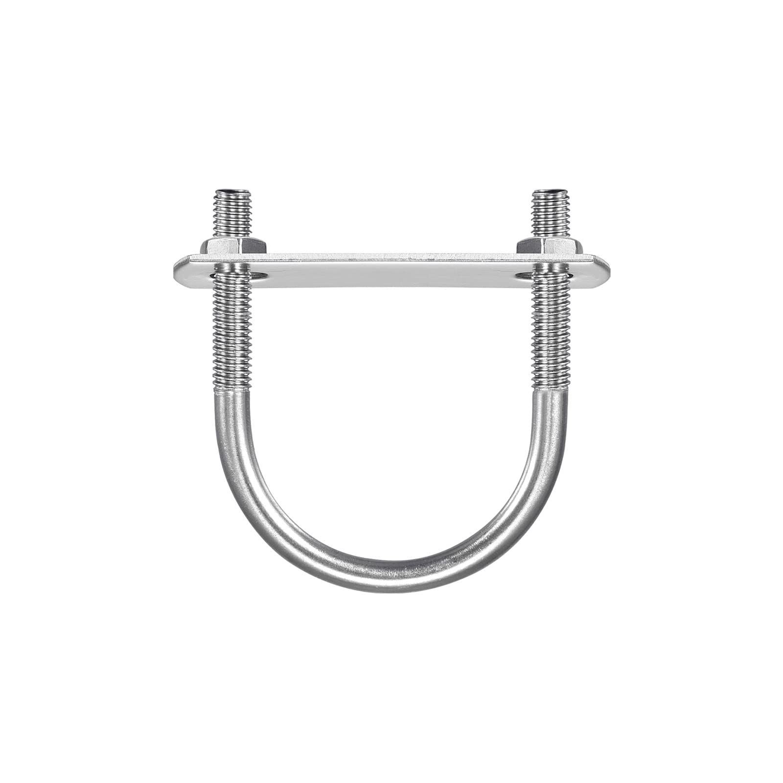 Unifizz Round U-Bolt,2 Set 304 Stainless Steel M6 U Bolts 42mm(1.65") Inner Width 58mm Length with Nuts and Frame Plate for Automobiles Boat Trailer