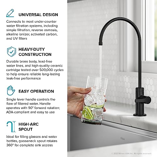 Image of KRAUS Oletto Single Handle Drinking Water Filter Faucet for Reverse Osmosis or Water Filtration System in Matte Black, FF-103MB