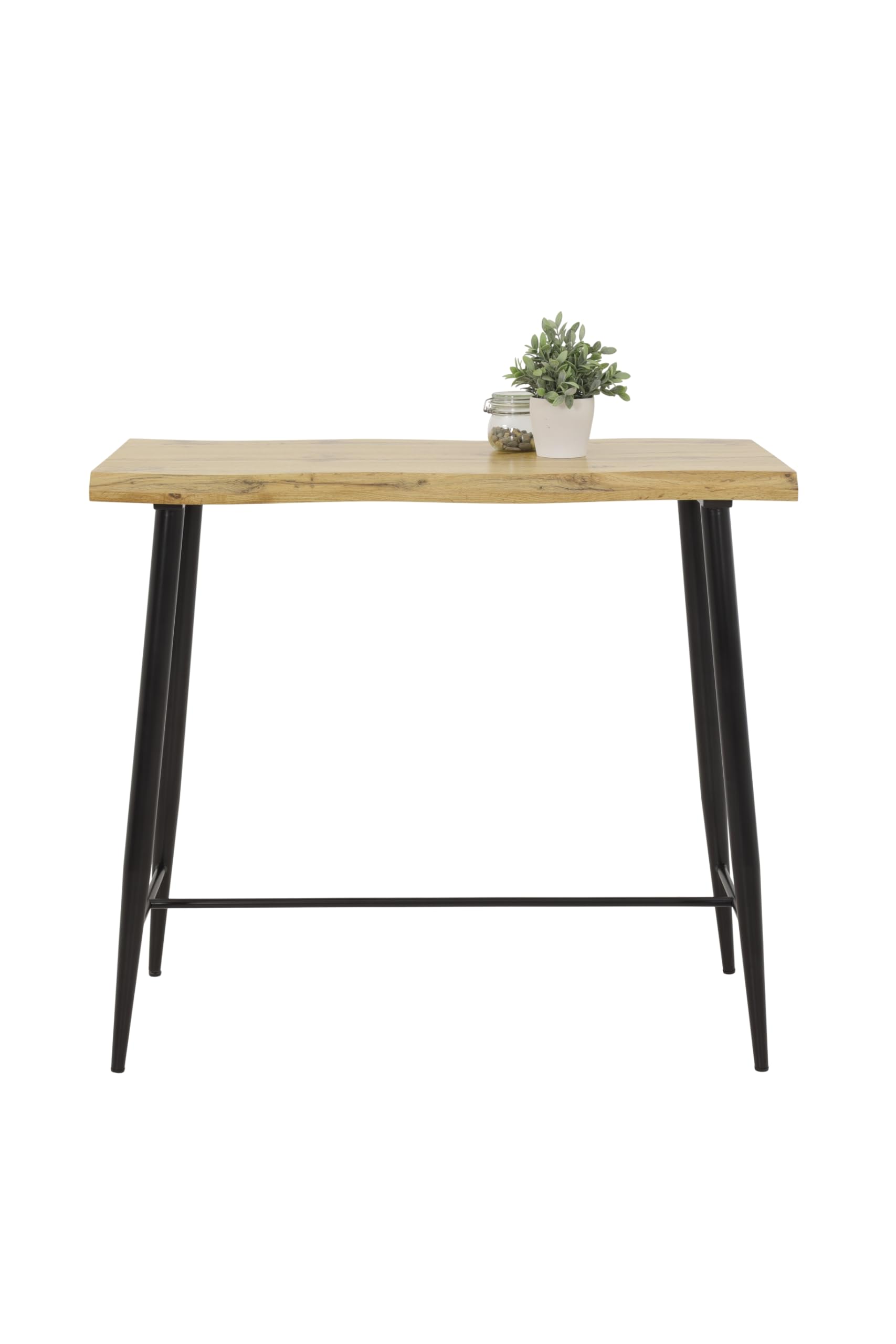 Hela Tische, Bartisch Bistotisch mit Baumkantenoptik Gabi, Dekor Wildeiche, Wabenplatte mit Melaminbeschichtung, Rundrohr-Metallgestell, 120x60cm