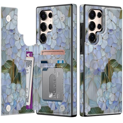 Coque antichoc Samsung S25 Ultra avec béquille intégrée et porte-cartes floral Esdot
