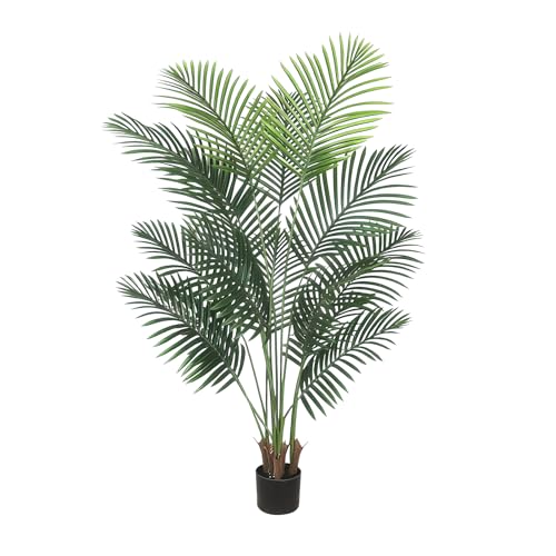 5ft/150CM Artificial Palm Tree with Black Planter Large Artificial Plants for Indoors, Tall Fake Plant, Realistic Faux Palm Tree for Home, Office, Living Room, Bedroom & Modern Decor