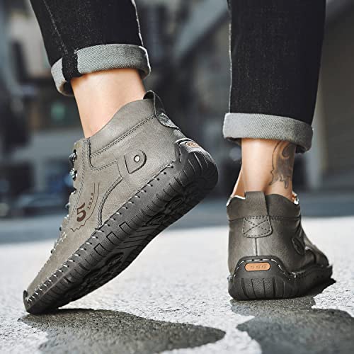 alcubieree Mens Casual Leather Shoes Ankle Chukka Boots Slip On Lightweight Loafers Mid top Walking Driving Shoes for Male2