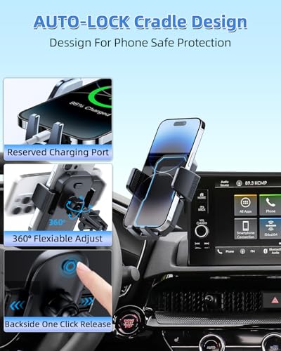Image of PZK Car Phone Mount for Honda HRV 2023-2026 / CRV 2023-2026 / Honda Pilot 2023-2026 Accessories 7 /9-inch Screen 360 Rotation Auto Lock CRV HRV Car Phone Holder Not Affect Air Vent Phone Cradles