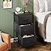 WLIVE Dresser with 3 Drawers, Fabric Nightstand, Organizer Unit, Storage Dresser for Bedroom, Hallway, Entryway, Closets, Sturdy Steel Frame, Wood Top, Easy Pull Handle, Charcoal Black
